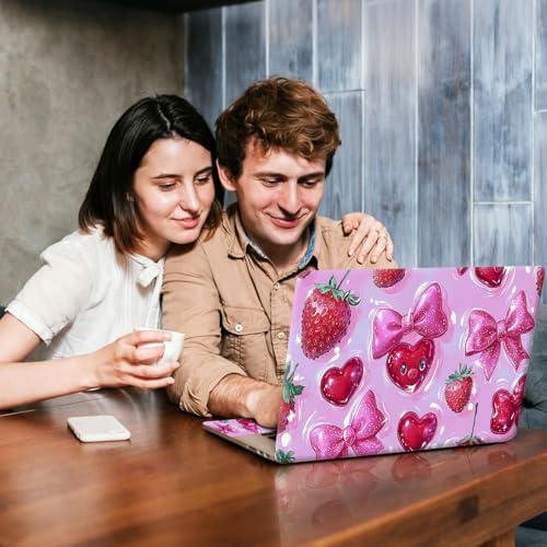 Universal Laptop Skin Sticker Decal, Compatible with MacBook HP Dell Lenovo 12"-15.6", Reusable Vinyl Notebook Cover 3PCS Set, High-Recognition Film-Coquette Strawberry Bow - color: Coquette Strawberry Bow