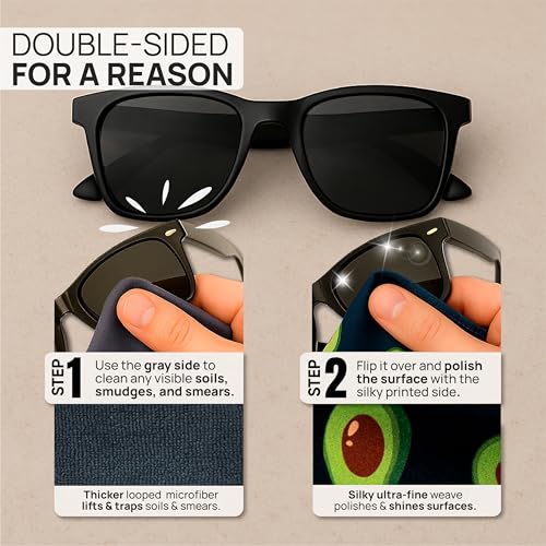 Microfiber Wholesale Quick Cloth Glasses Cleaning Cloths 8x8 Avocado 1-Pack | with Case | Double-Sided Lens Cleaner for Eyeglasses, Camera, Screens & Glass | Reusable Microfiber Glass Polishing Cloths - color: Avocado, size: 8"x8"