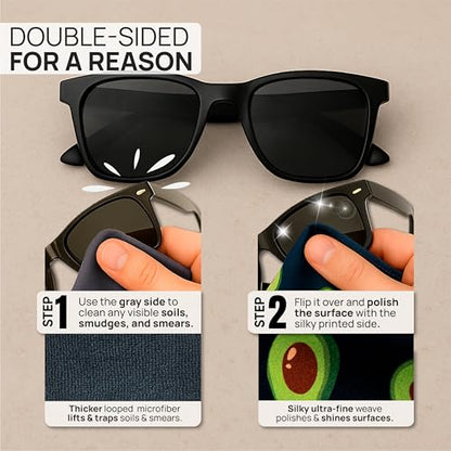Microfiber Wholesale Quick Cloth Glasses Cleaning Cloths 8x8 Avocado 1-Pack | with Case | Double-Sided Lens Cleaner for Eyeglasses, Camera, Screens & Glass | Reusable Microfiber Glass Polishing Cloths - color: Avocado, size: 8"x8"