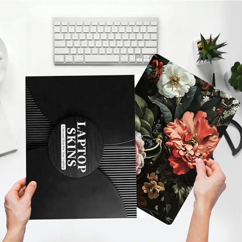 Universal Laptop Skin Sticker with 2 Wrist Pad Skins, Waterproof Scratch Resistant Vinyl Laptop Cover Decal, Cut to Fit for 11–15.6 Inch MacBook HP Dell Lenovo, Blooming Flower - color: Blooming Flower