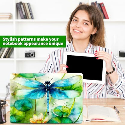 Laptop Skin Sticker Decal, Universal Protective Cover Fit 12 13 14 15.6 Inch Notebook, Reusable Water-Resistant Vinyl Decal w/ 2 Wrist Pads for Business Travel Office, Green Dragonfly - color: Green Dragonfly
