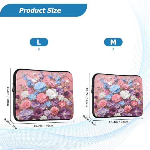 Flower Bouquet 15-16 Inch Quilted Laptop Sleeve Case Soft Notebook Protector Bag Computer Carrying Case - color: Flower Bouquet, size: Large