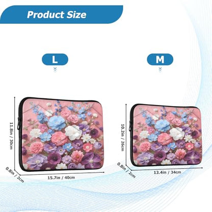 Flower Bouquet 15-16 Inch Quilted Laptop Sleeve Case Soft Notebook Protector Bag Computer Carrying Case - color: Flower Bouquet, size: Large