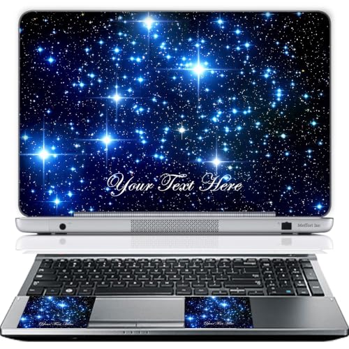 Meffort Inc Personalized Laptop Skin Sticker Cover Art Decal with Wrist Pad, Customize Your Text (12-12.5 Inch, Galaxy Stars) - color: Galaxy Stars, size: 12 - 12.5 Inch