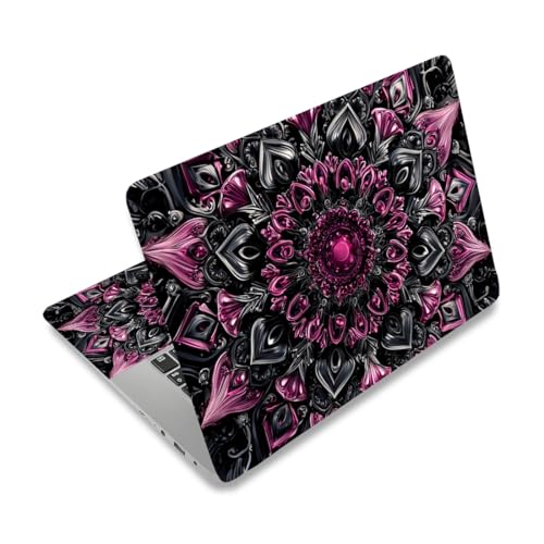 PLIGREAT 15 Inches Laptop Decal Sticker Skin Cover, Dark Mandala Laptop Sticker Decals Fits 12" to 15" Laptops Universal Waterproof Removable, Purple Grey - color: Purple Grey