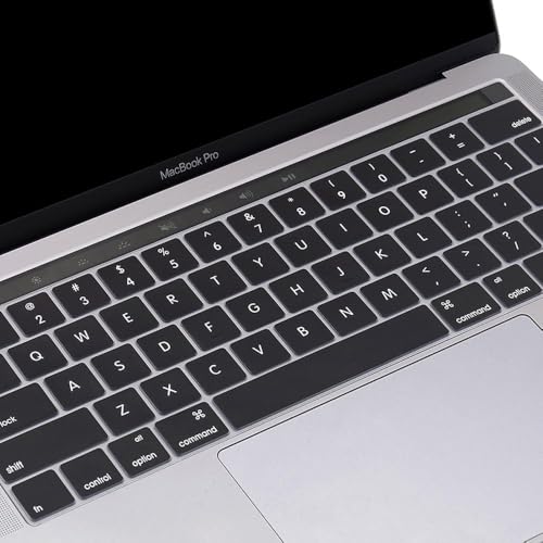 Soft Silicone English Language Keyboard Cover Skin Compatible with MacBook Pro 13 inch and 15 inch with Touch Bar Models: A2159 / A1989 / A1990 / A1706/ A1707 - Release 2019 2018 2017 2016 (Black) - color: English Language, Black, size: Compatible for Mac