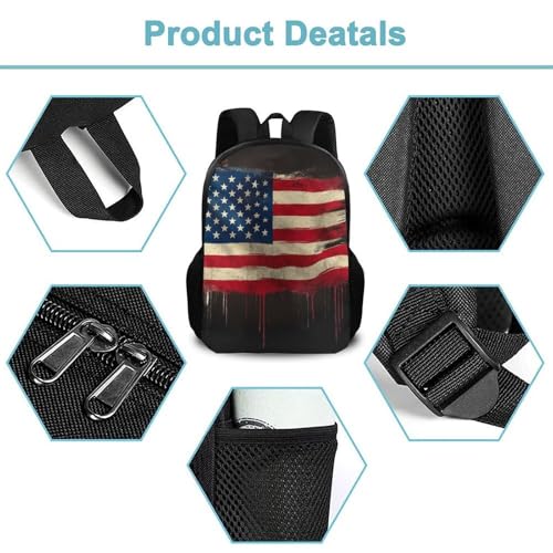 Fashion Computer Bag, Durable Travel Laptop Backpack, Water Resistant College Bag For Women Men American Flag Art - color: Color561