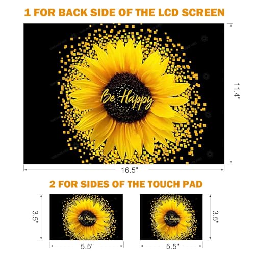 DINKY Laptop Skin Sticker Decal, 16" 16.5” 17” 17.3 inch Laptop Universal Reusable Vinyl Skin Stickers Art Cover Decal Notebook PC Personalized Protector Sunflower - color: be happy
