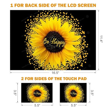 DINKY Laptop Skin Sticker Decal, 16" 16.5” 17” 17.3 inch Laptop Universal Reusable Vinyl Skin Stickers Art Cover Decal Notebook PC Personalized Protector Sunflower - color: be happy