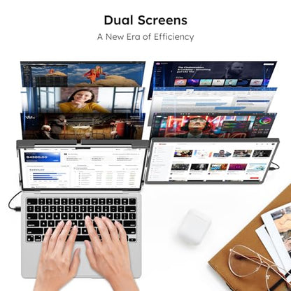 Dopesplay 14.1" FHD 1920x1200 IPS Laptop Extender, 16:10 Matte Dual Monitor for 14-17" Laptops | USB-C/HDMI, Plug-and-Play | Lightweight Foldable | Compatible with Win/Mac/Android/Switch - size: 14.1" Bag