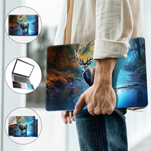 Universal Laptop Skin, DIY Cut-to-Fit Vinyl Cover Compatible with HP, Dell, Lenovo, Mac (13.3" to 15.6"), Anti-Scratch, No Residue & Bubble-Free Protective Decal Sticker, Elk River Forest Autumn - color: Elk River Forest Autumn