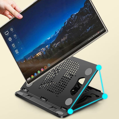 SUNGOOYUE Laptop Stand, 8 Angle Adjustable Ergonomic Foldable Portable 360 Degree Rotating with Hollow Design for Home Office School Notebook (Black) - color: Black