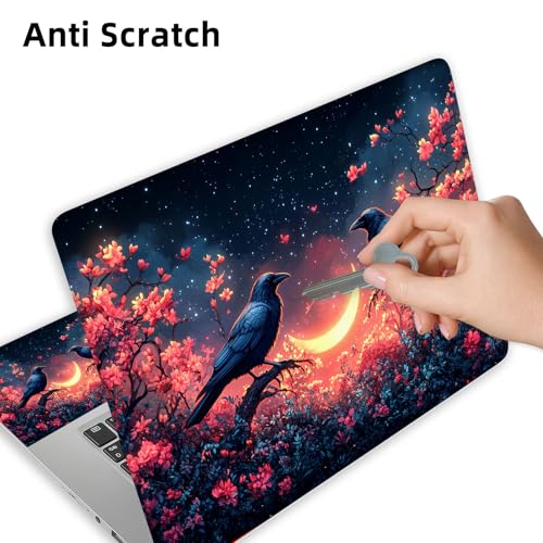 Aesthetic Laptop Skin Cover,12-15.6 Inch Universal Vinyl Sticker Decal,Waterproof Scratch-Resistant Notebook Wrap,Removable Residue-Free Protector,Night Ravens Moon - color: Night Ravens Moon