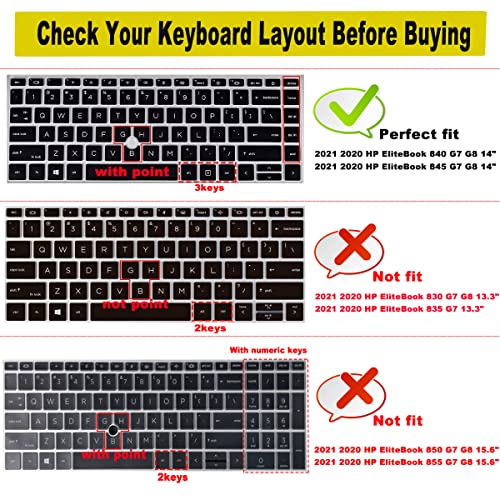 2 PCS Keyboard Cover for HP EliteBook 840 G7 G8 14 Inch Notebook, HP EliteBook 845 G7 G8 14 Inch Notebook PC Model Laptop US Layout Keyboard(Not for HP Elitebook 840 G5/G6)-HotBlue+Clear - color: HotBlue+Clear