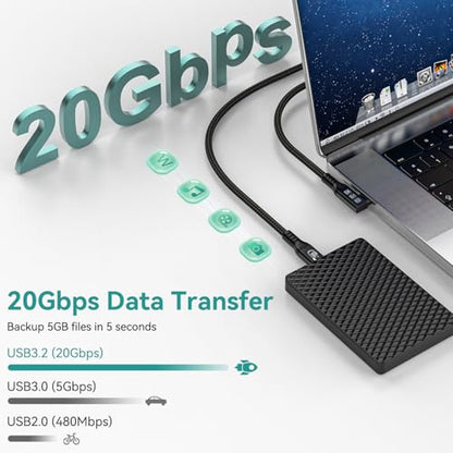 USB C 3.2 240W Extension Curved Cable 5M 16.5FT Charging Data | 20Gbps Gen-2 High Speed Data Transfer,,4K Video Ultra HD,Fast Charge,nylon-braided,Compatible with Thunderbolt 3/4 Computers - size: 5 m, style: USB 3.2 90° Elbow