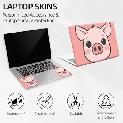 Minimalist Pink Pig Face Universal Laptop Skin Sticker 3PCS, Protective Decal Trim-to-Fit 11.6" 13.3" 14" 15.6" Laptop Vinyl Cover, Removable Anti-Scratch Computer Decal Protector - color: Minimalist Pink Pig Face