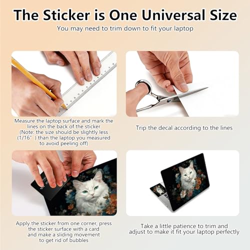 Laptop Skin Sticker Decal 15.6 Inch,12 13 13.3 14 15 15.6 in Laptop Netbook Skins for Notebook,Art Decal Removable Waterproof Scratch Resistant,Universal Vinyl Cover,Cute Cat Floral - color: Cute Cat Floral