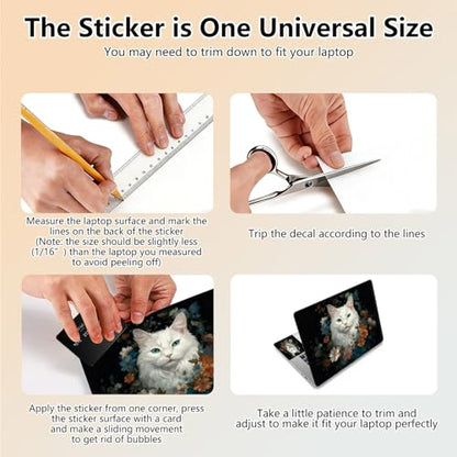 Laptop Skin Sticker Decal 15.6 Inch,12 13 13.3 14 15 15.6 in Laptop Netbook Skins for Notebook,Art Decal Removable Waterproof Scratch Resistant,Universal Vinyl Cover,Cute Cat Floral - color: Cute Cat Floral