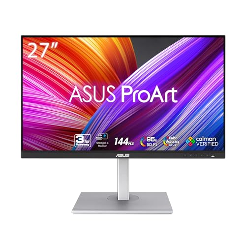 ASUS ProArt Display 27” 1440P Professional Monitor (PA278CGV) - IPS, QHD (2560 x 1440), 144Hz, 95% DCI-P3, ΔE < 2, Calman Verified, USB-C PD 90W, FreeSync Premium, DisplayHDR 400, Height Adjustable - style: 27" QHD 144Hz USB-C Mac