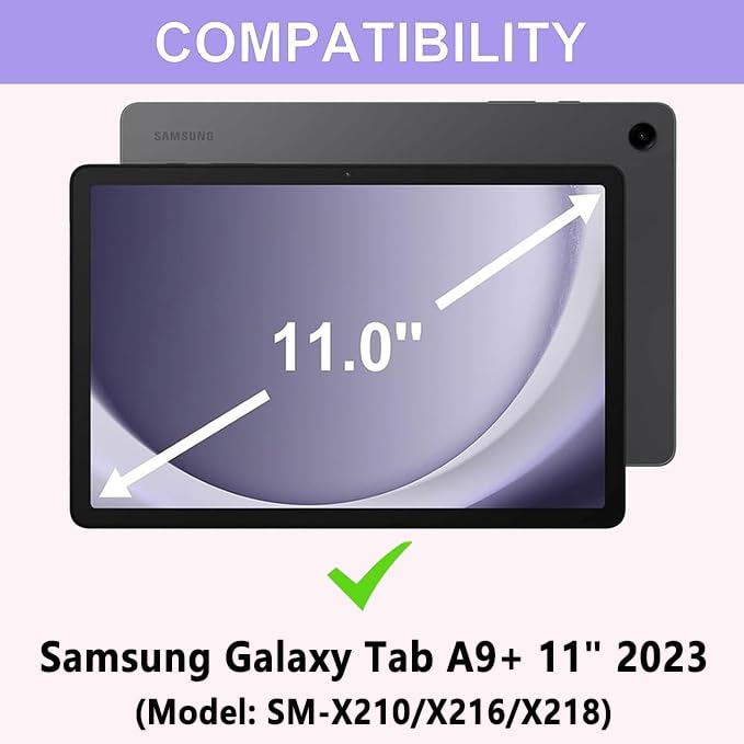 Keyboard Case for Samsung Galaxy Tab A9 Plus 5G 11 inch 2023 (SM-X210/X216/X218), 7 Color Backlit Detachable Keyboard Bluetooth, Smart Folio Cover with S Pen Holder for Galaxy Tab A9+ 11"(Purple) - color: Purple