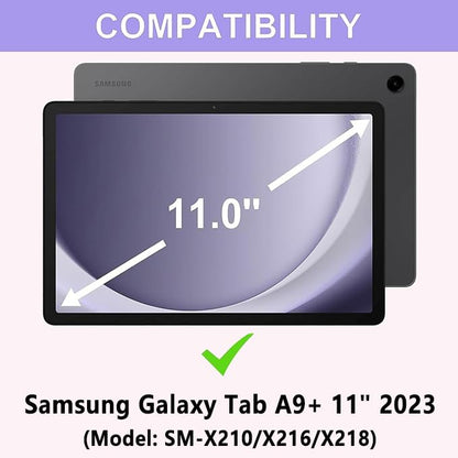 Keyboard Case for Samsung Galaxy Tab A9 Plus 5G 11 inch 2023 (SM-X210/X216/X218), 7 Color Backlit Detachable Keyboard Bluetooth, Smart Folio Cover with S Pen Holder for Galaxy Tab A9+ 11"(Purple) - color: Purple