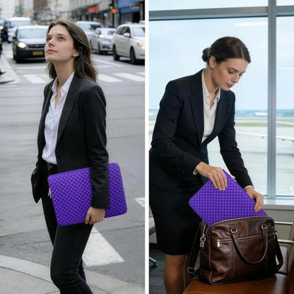 RAINYEAR 11 Inch Laptop Sleeve Shockproof Diamond Foam Padded Case, Purple | Protective Soft Fluffy Lining Carrying Bag Case Compatible with 11.6'' MacBook Air 13” MacBook Neo A18, 11" Computer Notebook - color: Purple, size: 11"-11.6"