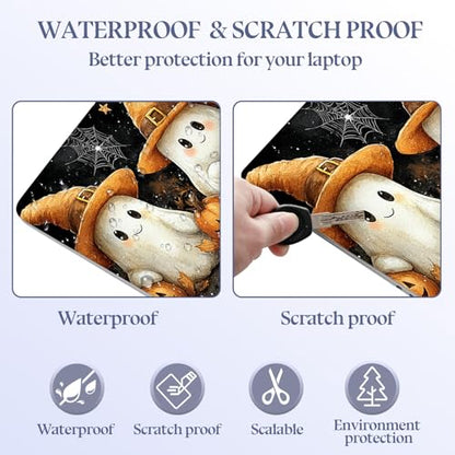 Universal Laptop Skin Sticker Decal,15.6 Inch Laptop Vinyl Cover for 13" 14" 15.6" Laptop,Scratch-Resistant Waterproof Protector Wrap,Reusable with Wrist Pads,Cute Spirit Pumpkins - color: Cute Spirit Pumpkins