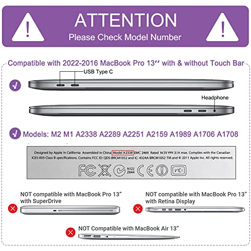 Anban for MacBook Pro 13 inch Case M2 M1 2025 2024 2023 2022 2021 2020-2016 | Model A2338 A2251 A2289 A2159 A1989 A1708 A1706, Plastic Hard Shell Case with Keyboard Cover &Screen Protector, Crystal Clear - color: Crystal Clear