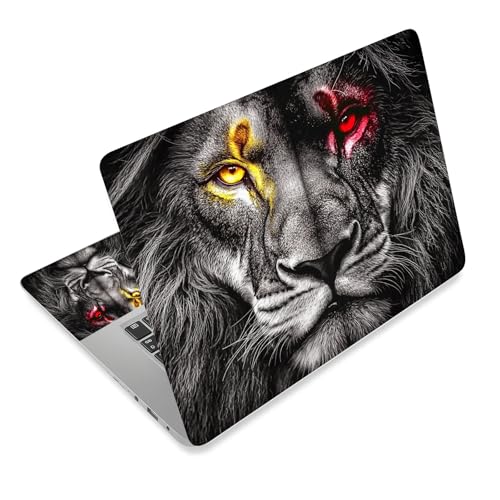 Aesthetic Laptop Skin Cover,12-15.6 Inch Universal Vinyl Sticker Decal,Waterproof Scratch-Resistant Notebook Wrap,Removable Residue-Free Protector,Lion Eyes Fire - color: Lion Eyes Fire