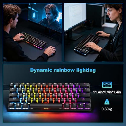 60% Wired Mechanical Gaming Keyboard RGB Backlit Anti-Ghosting Compact 61-Keys Mini Keyboard with Red Switch | for Windows Laptop PC Gamer Office Typist - color: Black