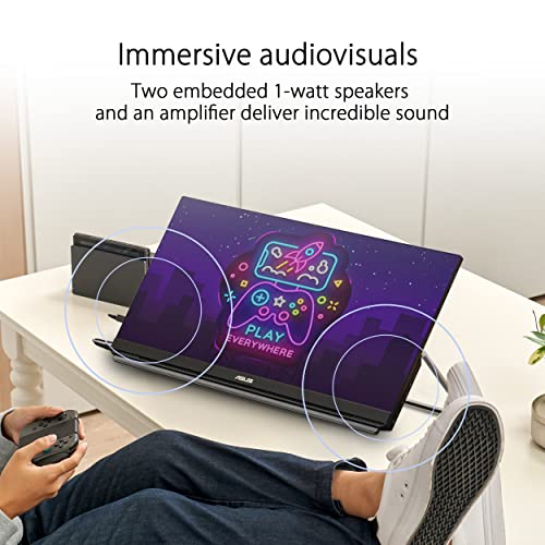 ASUS ZenScreen MB249C 24 Inch 1080p USB-C Portable Monitor | USB-C 60W, C-clamp Arm, Speakers, Partition Hook, Kickstand, IPS, Subwoofer, Carrying Handle ,Display for MacBook and PC - style: 24" IPS USB-C Multi-stand Design