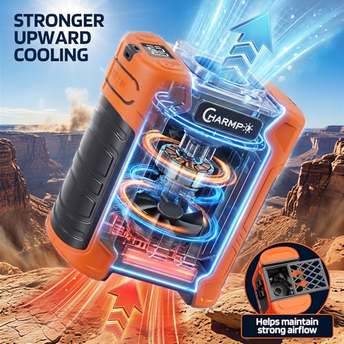 Portable Waist Fan, 10000mAh Rechargeable Belt Clip Fan, 59ft/s Turbo Airflow, 18500RPM 6-Speed, Up to 35H Hands-Free Cooling with Bottom Air Intake, LED SOS Light for Jobsite, Outdoor Work, Camping