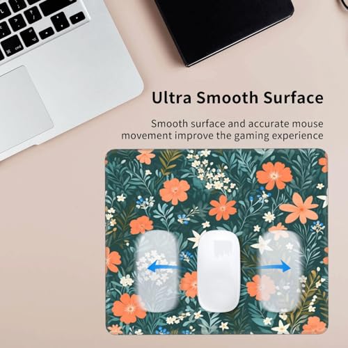 Green Flower Gaming Computer Keyboard Cute Mouse Pad with Anti-fray Stitching, Premium-Textured Alfombrilla para Mouse with Non-Slip Rubber Base, 10 x 12 inch - color: Green Flower