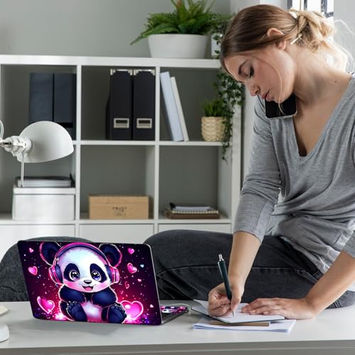 Laptop Skin Sticker Decal 12" 13" 13.3" 14" 15" 15.6",Waterproof Scratch Resistant Vinyl,Reusable Easy to Apply,for MacBook HP Dell Notebooks Netbooks Laptop,2 Wrist Pads,Cute Pink Panda - color: Cute Pink Panda