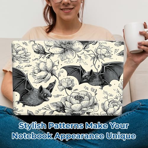 Reusable Universal Laptop Skin Sticker, Cut to Fit for 11.6–15.6 Inch Laptops, Waterproof Protective Film, No-Residue - Bat Floral - color: Bat Floral