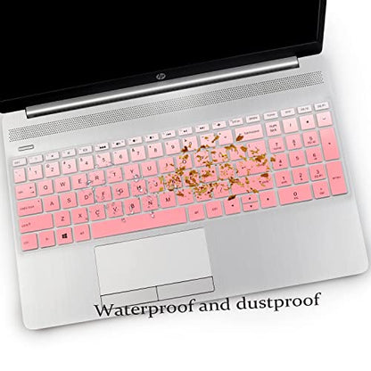 2PCS Keyboard Cover for HP Laptop 17-by 17-bs/ca, HP 17-by4633dx 17-by4065st by4011cy by1053dx by2053c by3053/3056cl by3613dx by0061st 17-bs011dx bs049dx bs021ds bs025cl bs049dx bs153cl 17-ca3035cl - color: Ombre Pink+Clear