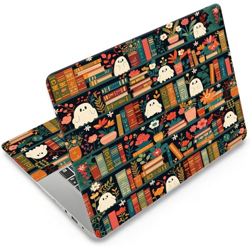 DEGDFSGR 12.1-15.6 Inch Universal Reusable Laptop Skin Sticker Decal, Waterproof Removable Protector for Notebook Cover, Scratch-Resistant Vinyl Cuttable Full Wrap Sticker, Floral Bookshelf - color: Floral Bookshelf