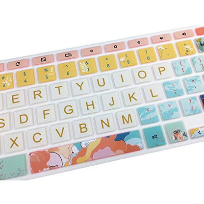 Silicon Keyboard Cover for 11.6" Lenovo Chromebook C330 C340, Flex 11, 100e 300e 500e N20 N21 N22 N23, 14" N42 N42-20, Little Flower - color: Little Flower
