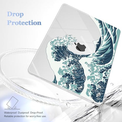 May Chen Compatible with New MacBook Air 13 inch Case 2021, 2020 2019 2018 Release Model: M1 A2337 A2179 A1932, Plastic Hard Shell Case Cover for Mabook Air 13 inch with Retina Dispaly, Great Wave - color: Great Wave