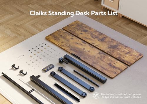Claiks Electric Height Adjustable Standing Desk, 35x20 Inch, Rustic Brown | Smooth Height Adjustment, 4 Memory Presets, Cable Management Hub&Hook, Stable Steel Frame, 176lbs Capacity, Easy Assembly - color: Rustic Brown, size: 35