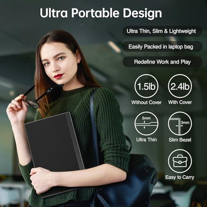 cocopar Portable Monitor 15.6 Inch 1080P FHD 60Hz 85% sRGB Travel Monitor with Speaker HDMI USB-C Second Screen for Laptop MacBook Surface PC Xbox PS4/5, VESA Mountable, with Full Cover Stand - size: 15.6 Inch