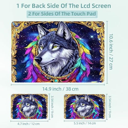 Universal Laptop Skin Decal, 3-Piece Vinyl Protector for 12 13 14 15.6" Notebook, Waterproof Anti-Scratch, Easy Trim & Bubble-Free Finish, Gray Wolfs - color: Gray Wolfs