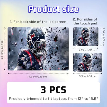 Universal Laptop Skin Sticker Decal, Compatible with MacBook HP Dell Lenovo 12"-15.6", Reusable Vinyl Notebook Cover 3PCS Set, High-Recognition Film-Tom Brady Footabll - color: Tom Brady Footabll
