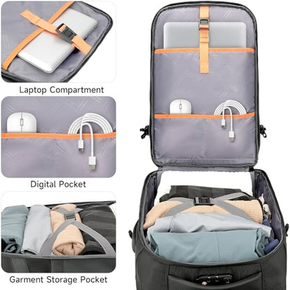 2-in-1 Large Rolling Laptop Backpack for Women Men, 50L Backpack with Wheels, USB Charging Port, Shoe Compartment Carry On Luggage for Travel, College, Sports, Gym, Weekend Trip