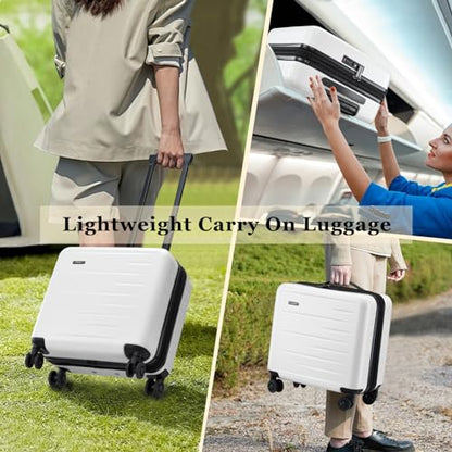 CENSIEN Expandable 16 Inch Carry On Luggage Airline Approved Small Suitcase | Lightweight ABS+PC Hard Shell Suitcases,360° Spinner Wheels,TSA Lock,YKK Zipper,Business Weekender Short Trips,White - color: White, size: 16 Inch EXT
