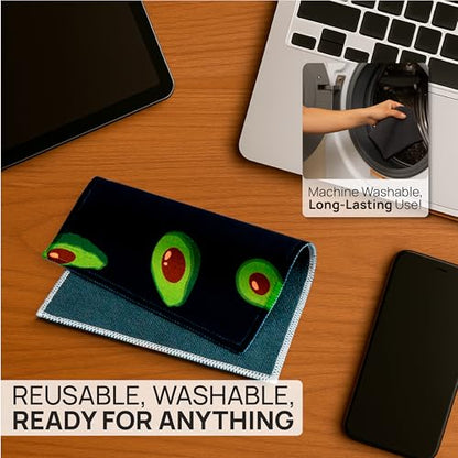 Microfiber Wholesale Quick Cloth Glasses Cleaning Cloths 8x8 Avocado 1-Pack | with Case | Double-Sided Lens Cleaner for Eyeglasses, Camera, Screens & Glass | Reusable Microfiber Glass Polishing Cloths - color: Avocado, size: 8"x8"