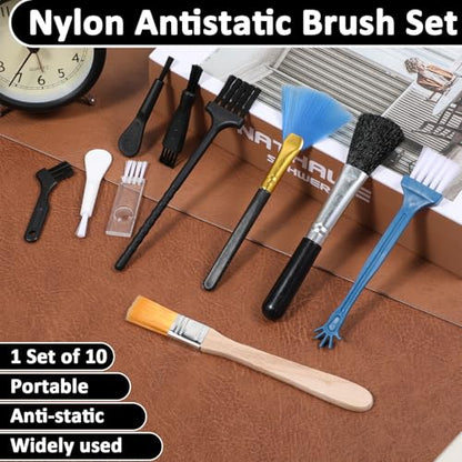 Keyboard Brush, 10 Pcs Mini Anti Static Brush Keyboard Cleaning Brushes Kit Nylon Dust Cleaning Brushes for Electronic Devices Computer Motherboard Fans Camera Small Space