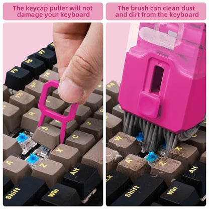 Keyboard Cleaner & Laptop Cleaning Kit, All-in-1 for Computer PC, HotPink | Electronics Deep Cleaning Reusable Brush Tool, Screen-Safe Spray, for iPhone iPad Macbook Airpod Camera, Gaming Accessories - color: HotPink