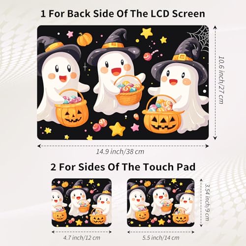15.6 Inch Laptop Skin Sticker, Reusable Vinyl Cover Protector with 2 Wrist Pad Skins, Removable Waterproof Scratch-Resistant for 12-15.6 Inch Laptop Notebook,Cute Witches Wearing Wi - color: Cute Witches Wearing Wi