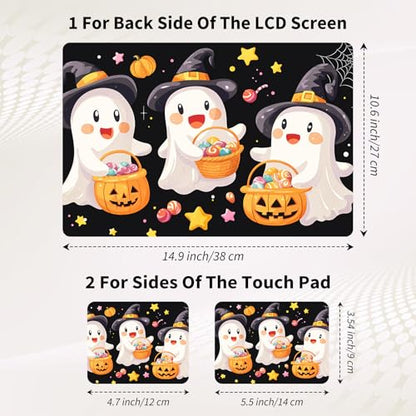 15.6 Inch Laptop Skin Sticker, Reusable Vinyl Cover Protector with 2 Wrist Pad Skins, Removable Waterproof Scratch-Resistant for 12-15.6 Inch Laptop Notebook,Cute Witches Wearing Wi - color: Cute Witches Wearing Wi